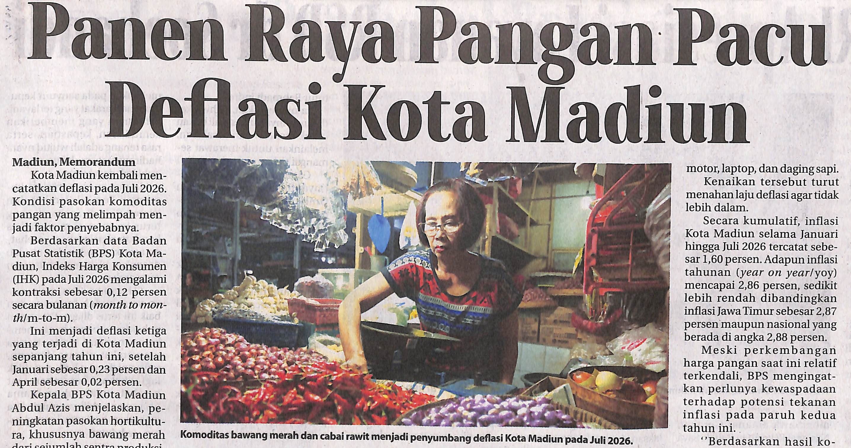 Panen Raya Pangan Pacu Deflasi Kota Madiun
