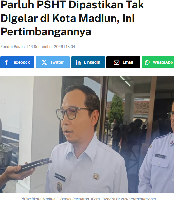 Parluh PSHT Dipastikan Tak Digelar di Kota Madiun, Ini Pertimbangannya