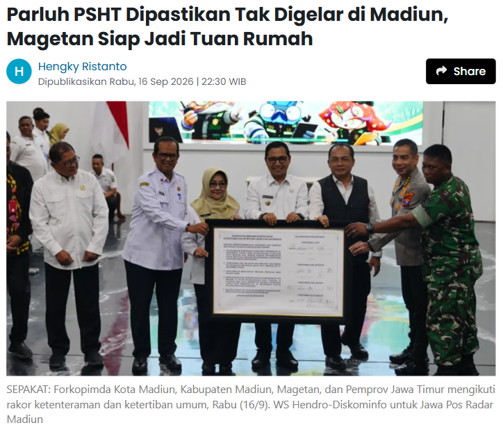Parluh PSHT Dipastikan Tak Digelar di Madiun, Magetan Siap Jadi Tuan Rumah