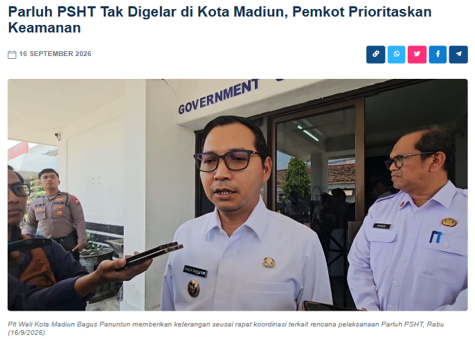 Parluh PSHT Tak Digelar di Kota Madiun, Pemkot Prioritaskan Keamanan