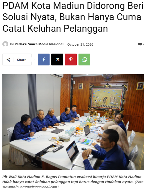 PDAM Kota Madiun Didorong Beri Solusi Nyata, Bukan Hanya Cuma Catat Keluhan Pelanggan