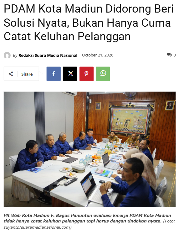 PDAM Kota Madiun Didorong Beri Solusi Nyata, Bukan Hanya Cuma Catat Keluhan Pelanggan