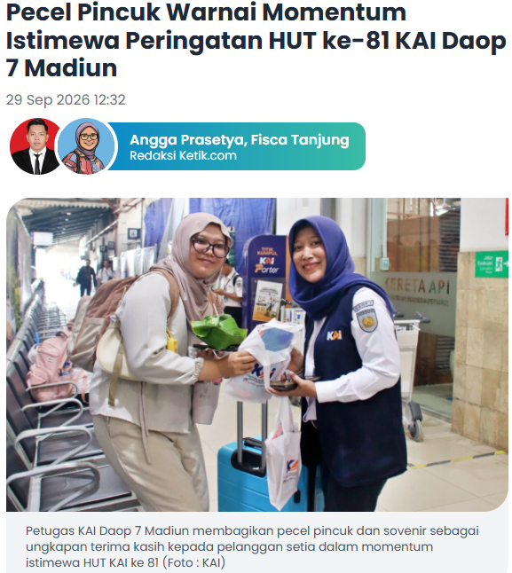 Pecel Pincuk Warnai Momentum Istimewa Peringatan HUT ke-81 KAI Daop 7 Madiun