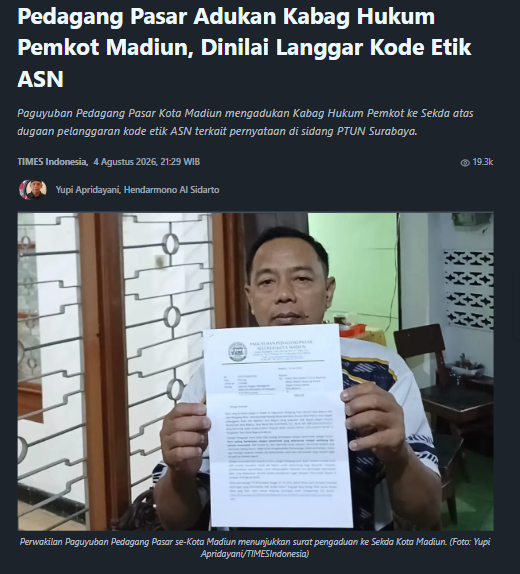 Pedagang Pasar Adukan Kabag Hukum Pemkot Madiun