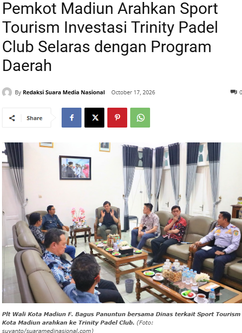 Pemkot Madiun Arahkan Sport Tourism Investasi Trinity Padel Club Selaras dengan Program Daerah