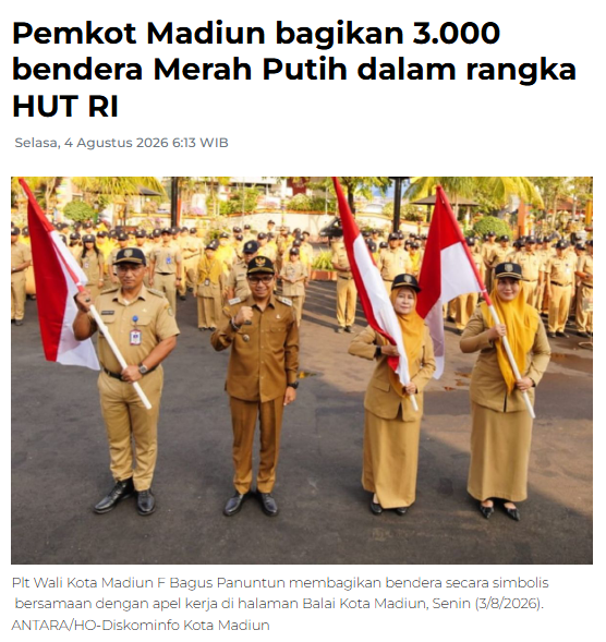 Pemkot Madiun bagikan 3.000 bendera Merah Putih dalam rangka HUT RI