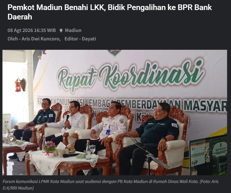 Pemkot Madiun Benahi LKK, Bidik Pengalihan ke BPR Bank Daerah