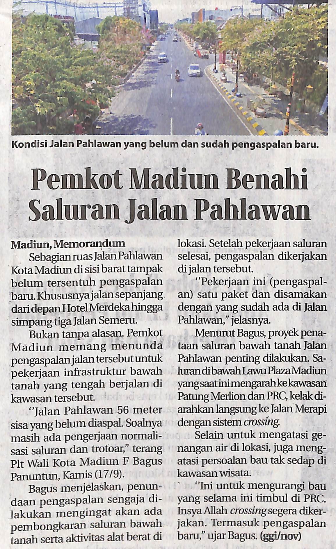Pemkot Madiun Benahi Saluran Jalan Pahlawan