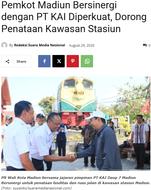 Pemkot Madiun Bersinergi dengan PT KAI Diperkuat, Dorong Penataan Kawasan Stasiun