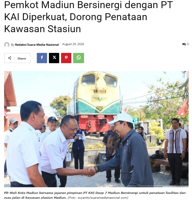 Pemkot Madiun Bersinergi dengan PT KAI Diperkuat, Dorong Penataan Kawasan Stasiun