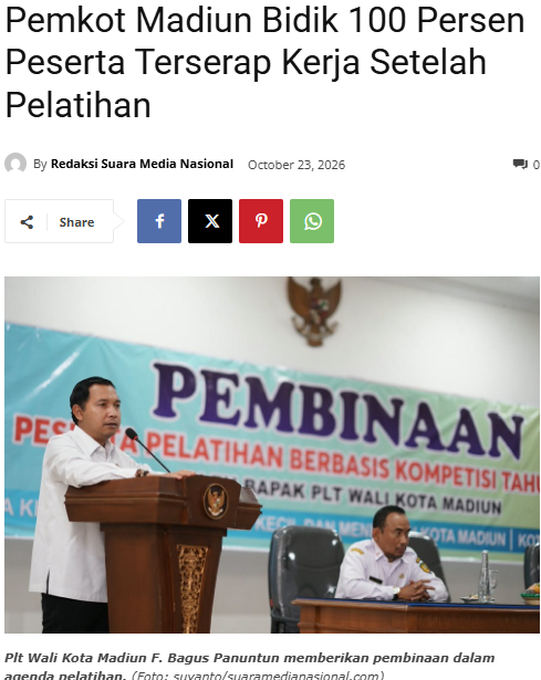 Pemkot Madiun Bidik 100 Persen Peserta Terserap Kerja Setelah Pelatihan