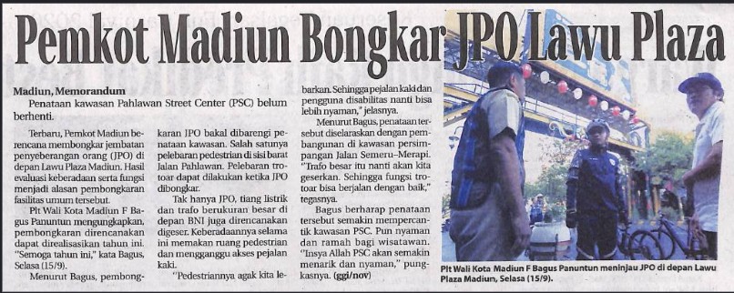 Pemkot Madiun Bongkar JPO Lawu Plaza