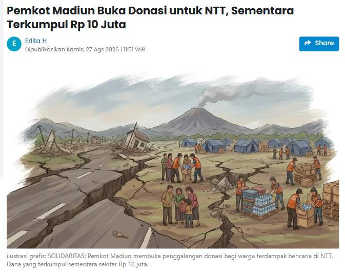 Pemkot Madiun Buka Donasi untuk NTT, Sementara Terkumpul Rp 10 Juta