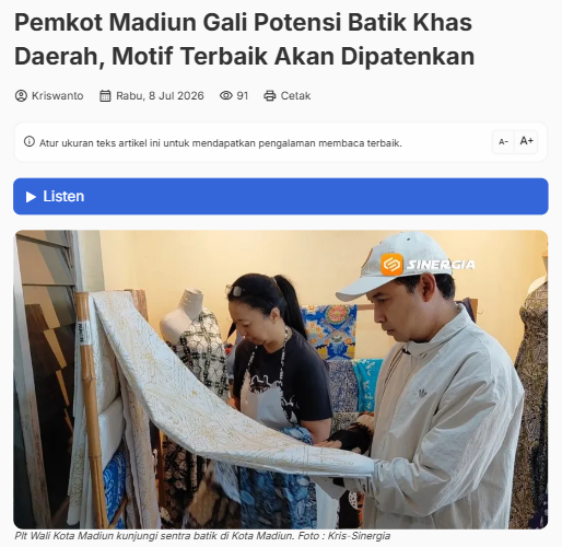 Pemkot Madiun Gali Potensi Batik Khas Daerah, Motif Terbaik Akan Dipatenkan