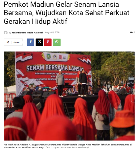 Pemkot Madiun Gelar Senam Lansia Bersama, Wujudkan Kota Sehat Perkuat Gerakan Hidup Aktif