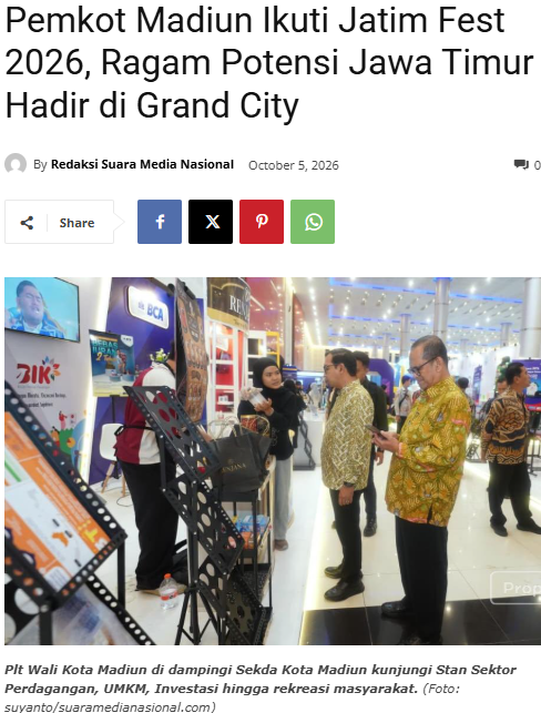 Pemkot Madiun Ikuti Jatim Fest 2026, Ragam Potensi Jawa Timur Hadir di Grand City