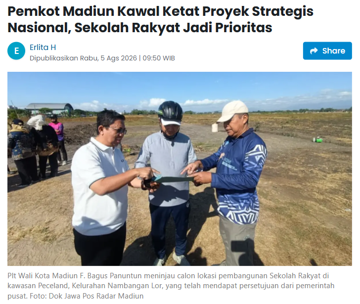 Pemkot Madiun Kawal Ketat Proyek Strategis Nasional, Sekolah Rakyat Jadi Prioritas