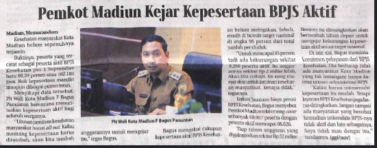 Pemkot Madiun Kejar Kepesertaan BPJS Aktif