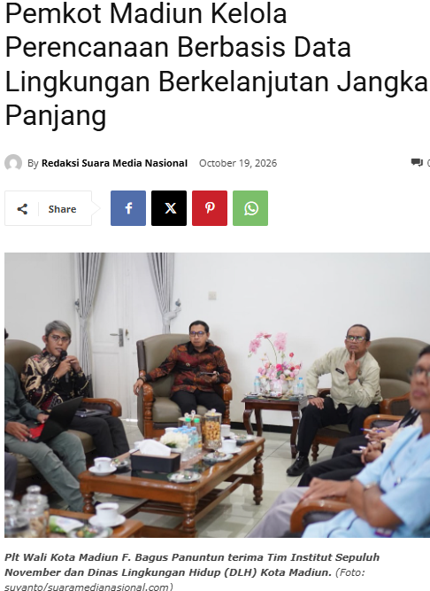 Pemkot Madiun Kelola Perencanaan Berbasis Data Lingkungan Berkelanjutan Jangka Panjang