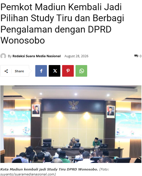 Pemkot Madiun Kembali Jadi Pilihan Study Tiru dan Berbagi Pengalaman dengan DPRD Wonosobo