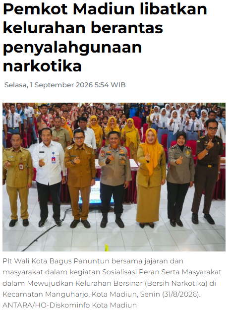 Pemkot Madiun libatkan kelurahan berantas penyalahgunaan narkotika