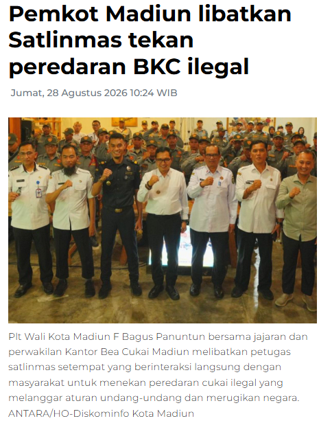 Pemkot Madiun libatkan Satlinmas tekan peredaran BKC ilegal