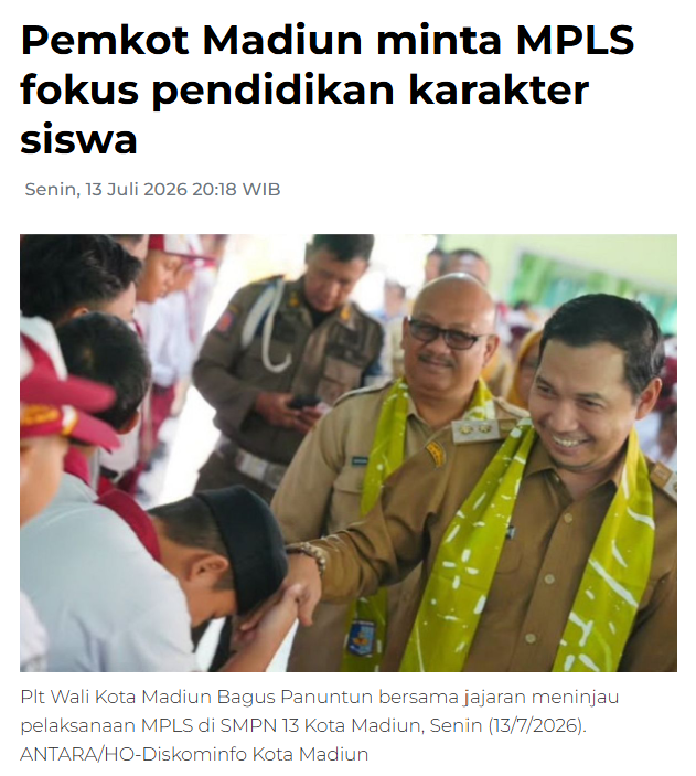 Pemkot Madiun minta MPLS fokus pendidikan karakter siswa