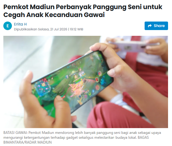 Pemkot Madiun Perbanyak Panggung Seni untuk Cegah Anak Kecanduan Gawai