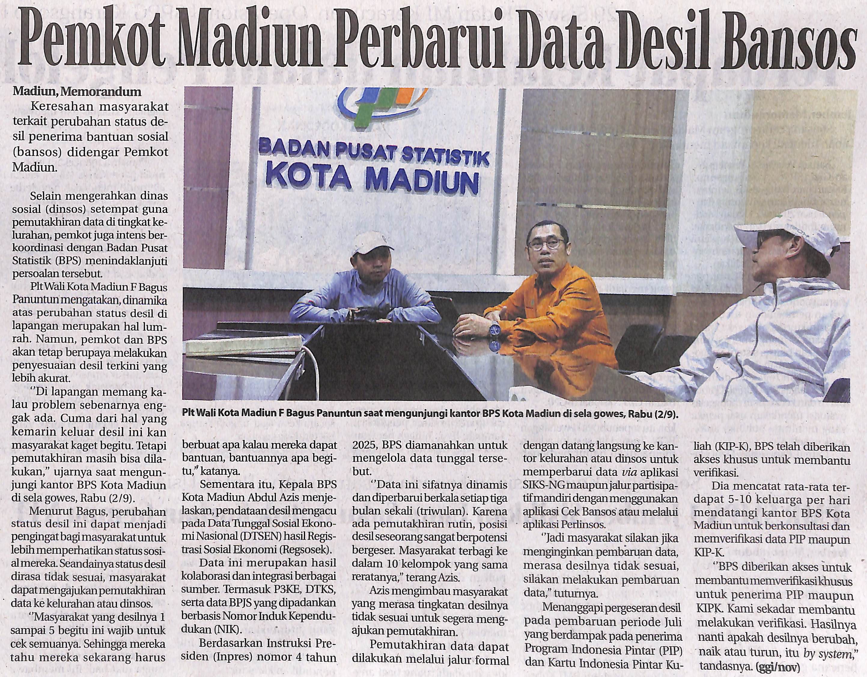 Pemkot Madiun Perbarui Data Desil Bansos