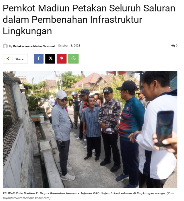 Pemkot Madiun Petakan Seluruh Saluran dalam Pembenahan Infrastruktur Lingkungan
