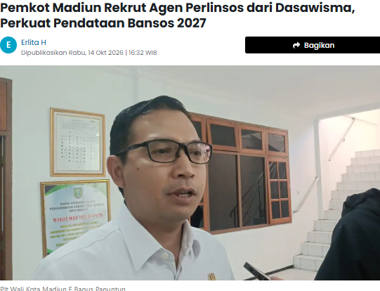 Pemkot Madiun Rekrut Agen Perlinsos dari Dasawisma, Perkuat Pendataan Bansos 2027