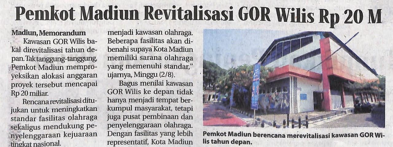 Pemkot Madiun Revitalisasi GOR Wilis Rp 20 M