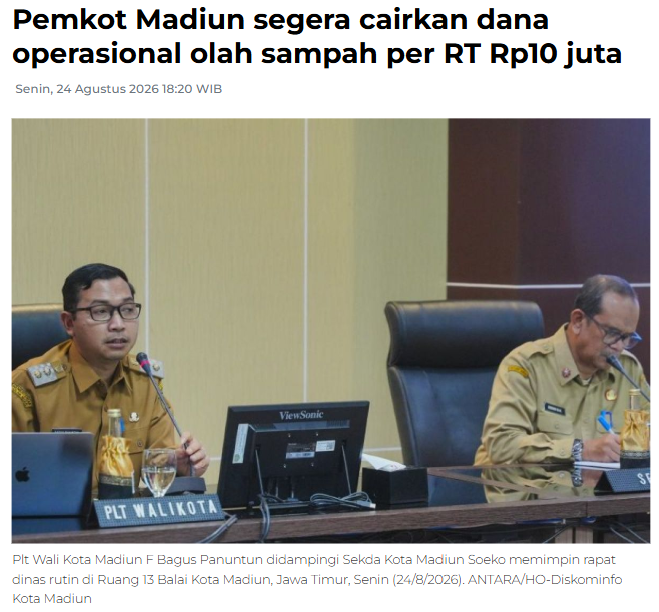 Pemkot Madiun segera cairkan dana operasional olah sampah per RT Rp10 juta