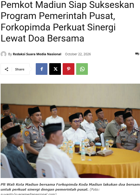Pemkot Madiun Siap Sukseskan Program Pemerintah Pusat, Forkopimda Perkuat Sinergi Lewat Doa Bersama