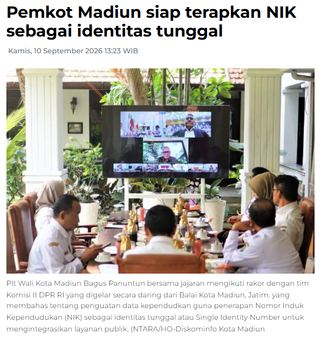 Pemkot Madiun siap terapkan NIK sebagai identitas tunggal