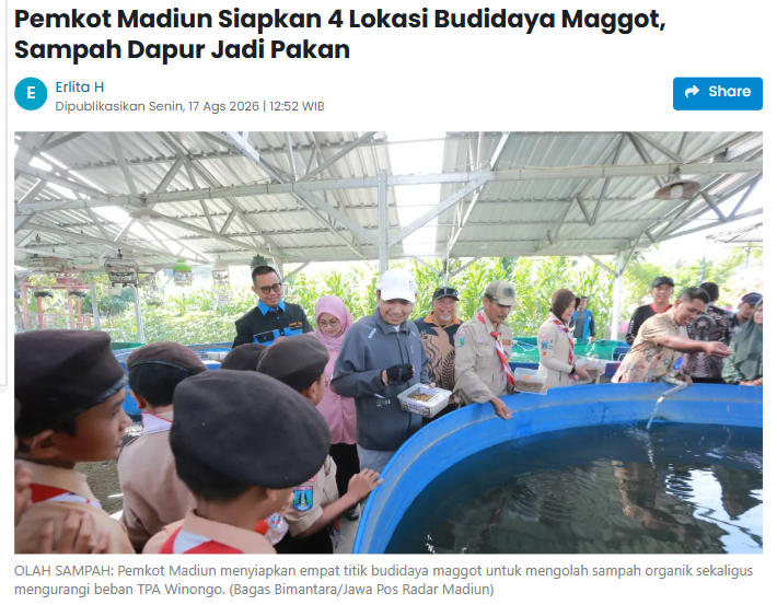 Pemkot Madiun Siapkan 4 Lokasi Budidaya Maggot, Sampah Dapur Jadi Pakan