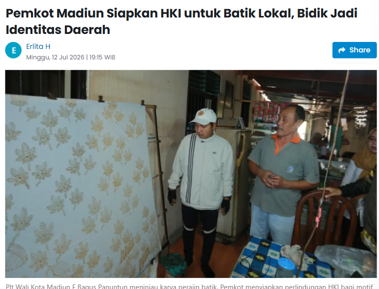 Pemkot Madiun Siapkan HKI untuk Batik Lokal, Bidik Jadi Identitas Daerah