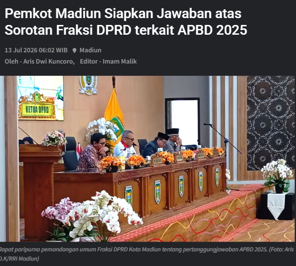 Pemkot Madiun Siapkan Jawaban atas Sorotan Fraksi DPRD terkait APBD 2025