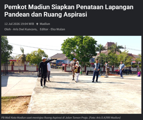 Pemkot Madiun Siapkan Penataan Lapangan Pandean dan Ruang Aspirasi