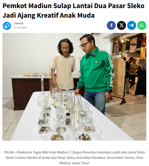Pemkot Madiun Sulap Lantai Dua Pasar Sleko Jadi Ajang Kreatif Anak Muda