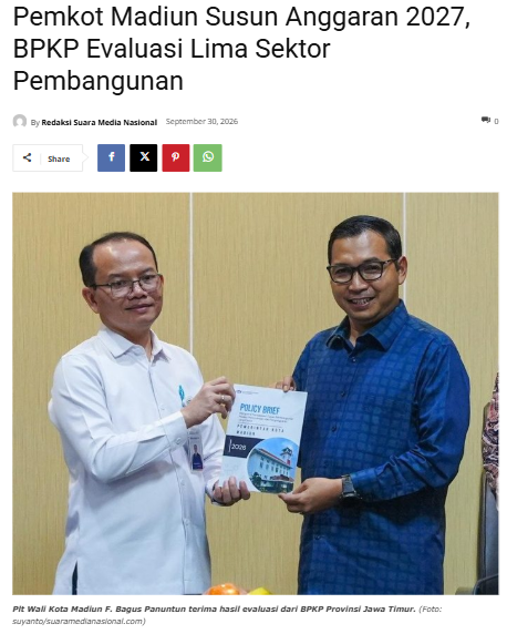 Pemkot Madiun Susun Anggaran 2027, BPKP Evaluasi Lima Sektor Pembangunan