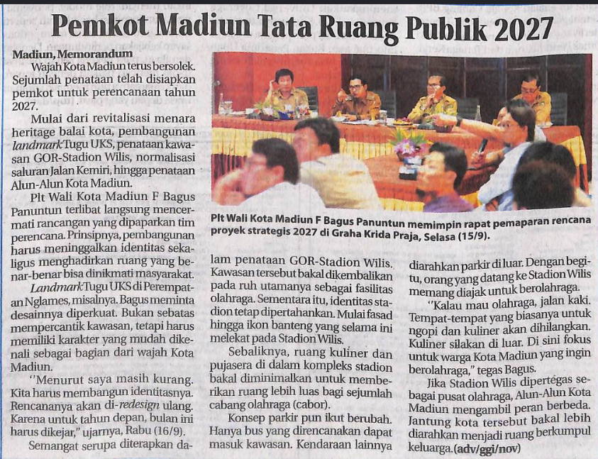 Pemkot Madiun Tata Ruang Publik 2027