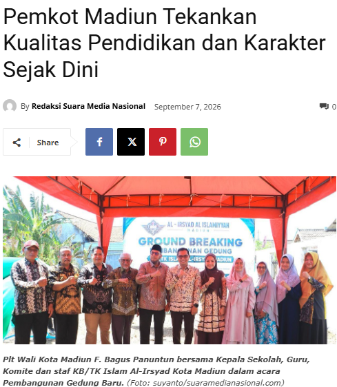 Pemkot Madiun Tekankan Kualitas Pendidikan dan Karakter Sejak Dini