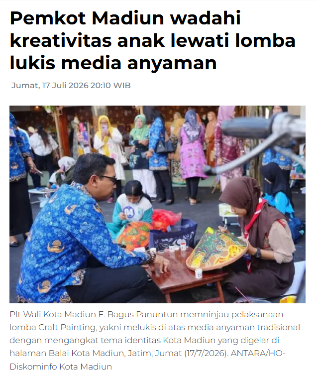 Pemkot Madiun wadahi kreativitas anak lewati lomba lukis media anyaman