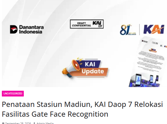 Penataan Stasiun Madiun, KAI Daop 7 Relokasi Fasilitas Gate Face Recognition