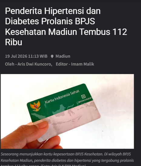 Penderita Hipertensi dan Diabetes Prolanis BPJS Kesehatan Madiun Tembus 112 Ribu