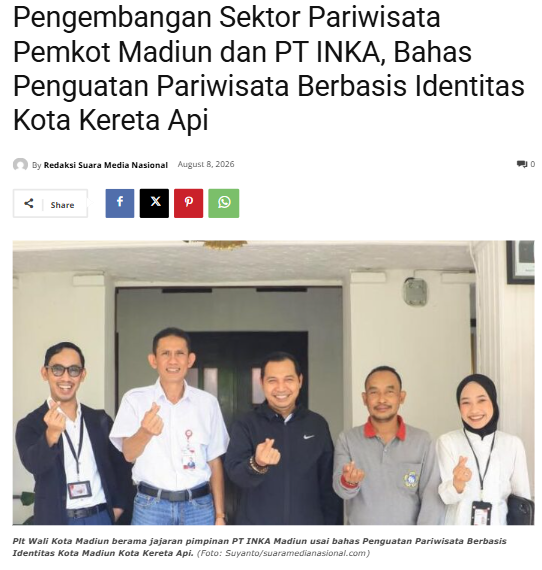 Pengembangan Sektor Pariwisata Pemkot Madiun dan PT INKA, Bahas Penguatan Pariwisata Berbasis Identitas Kota Kereta Api