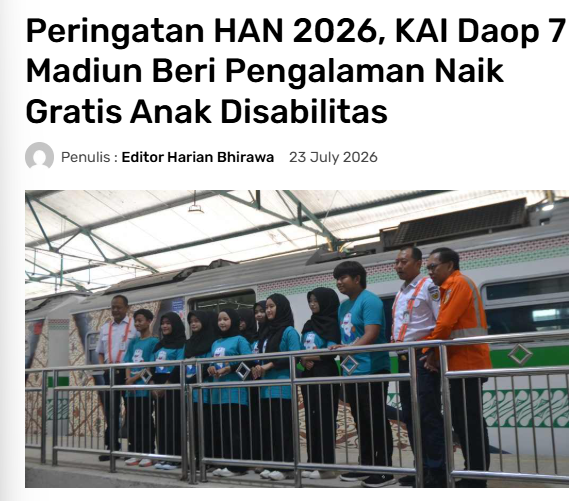 Peringatan HAN 2026, KAI Daop 7 Madiun Beri Pengalaman Naik Gratis Anak Disabilitas