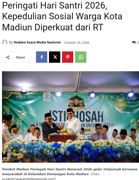 Peringati Hari Santri 2026, Kepedulian Sosial Warga Kota Madiun Diperkuat dari RT