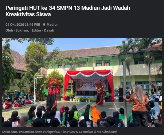 Peringati HUT ke-34 SMPN 13 Madiun Jadi Wadah Kreaktivitas Siswa